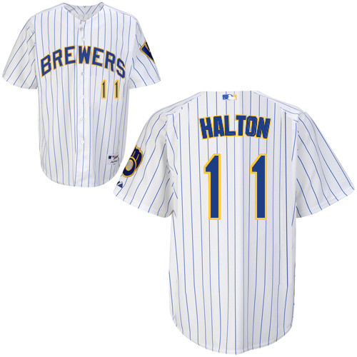 Sean Halton #11 MLB Jersey-Milwaukee Brewers Men's Authentic Alternate Home White Baseball Jersey